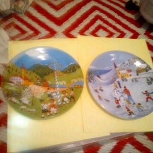 Bavarian Selfmann Weiden Porcelain plates : winter spring  & fall.